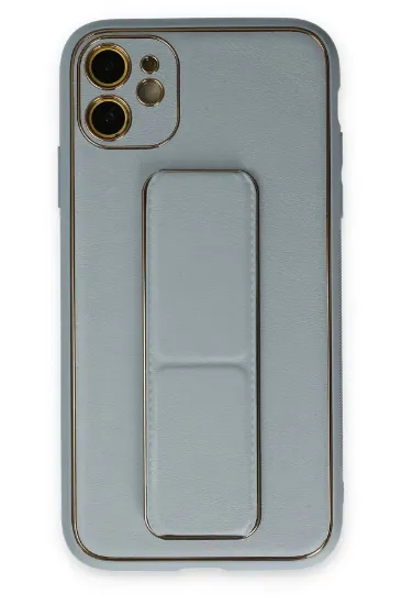 Newface iPhone 12 Kılıf Coco Deri Standlı Kapak - Sky Blue resmi