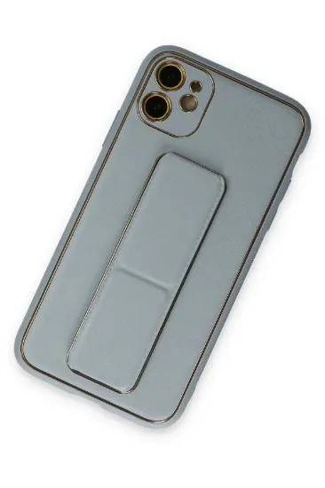 Newface iPhone 12 Kılıf Coco Deri Standlı Kapak - Sky Blue resmi