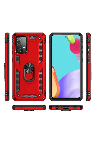 Newface Samsung Galaxy A33 5G Kılıf Sofya Yüzüklü Silikon Kapak - Kırmızı resmi