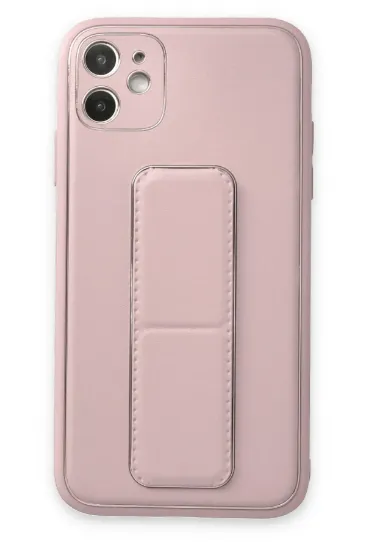 Newface iPhone 12 Kılıf Coco Deri Standlı Kapak - Pudra resmi