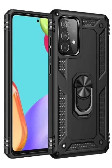 Newface Samsung Galaxy A53 5G Kılıf Sofya Yüzüklü Silikon Kapak - Siyah resmi