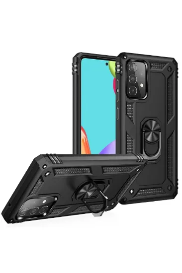 Newface Samsung Galaxy A53 5G Kılıf Sofya Yüzüklü Silikon Kapak - Siyah resmi
