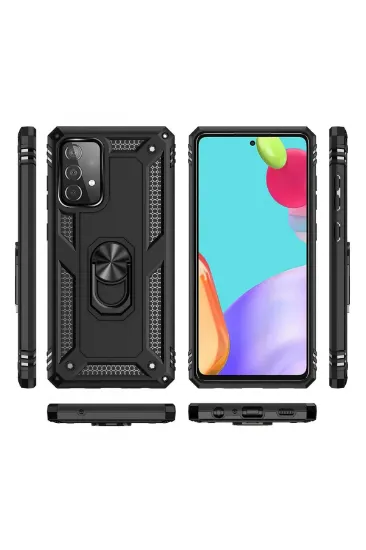 Newface Samsung Galaxy A53 5G Kılıf Sofya Yüzüklü Silikon Kapak - Siyah resmi