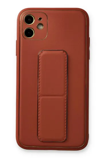 Newface iPhone 12 Kılıf Coco Deri Standlı Kapak - Fuşya resmi