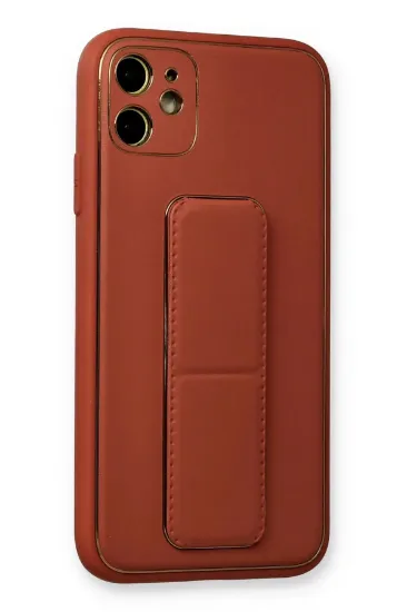 Newface iPhone 12 Kılıf Coco Deri Standlı Kapak - Fuşya resmi