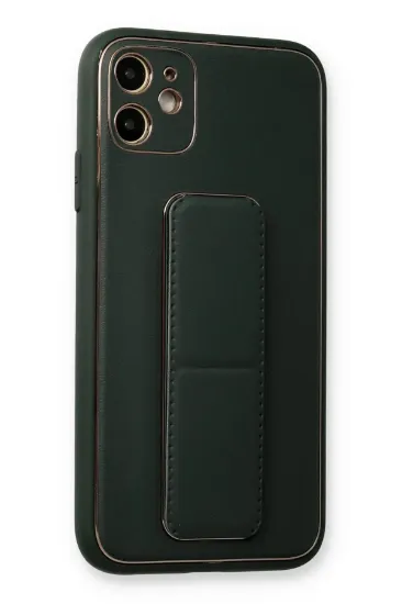 Newface iPhone 12 Kılıf Coco Deri Standlı Kapak - Füme resmi