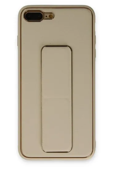 Newface iPhone 7 Plus Kılıf Coco Deri Standlı Kapak - Gold resmi