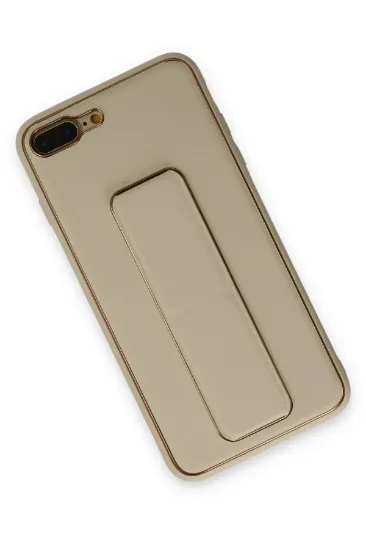 Newface iPhone 7 Plus Kılıf Coco Deri Standlı Kapak - Gold resmi