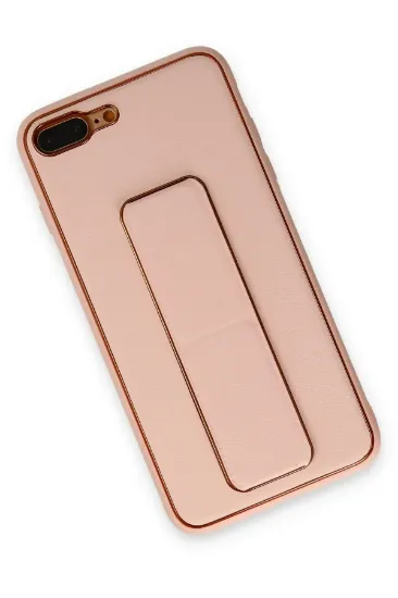 Newface iPhone 7 Plus Kılıf Coco Deri Standlı Kapak - Pudra resmi