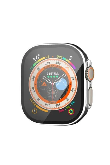 Newface Apple Watch Ultra 49mm Legend Camlı Kasa Ekran Koruyucu - Siyah-Gümüş resmi