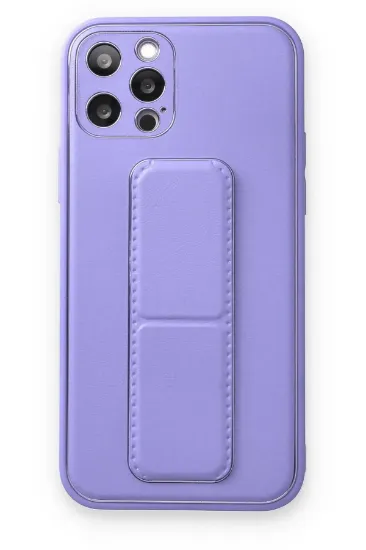 Newface iPhone 12 Pro Kılıf Coco Deri Standlı Kapak - Koyu Lila resmi