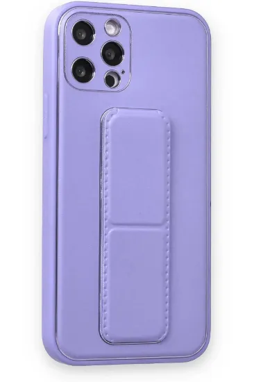 Newface iPhone 12 Pro Kılıf Coco Deri Standlı Kapak - Koyu Lila resmi