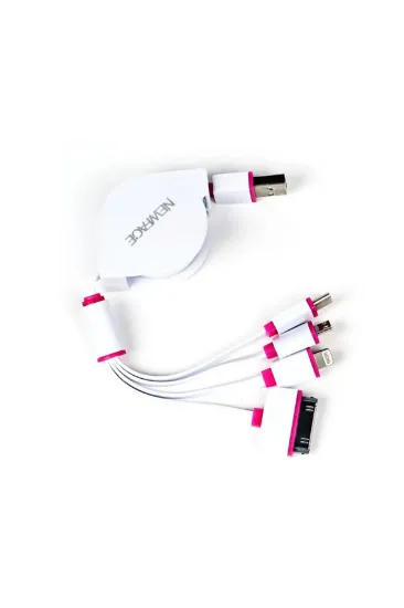 Newface Makaralı 4in1 USB Kablo - Pembe resmi