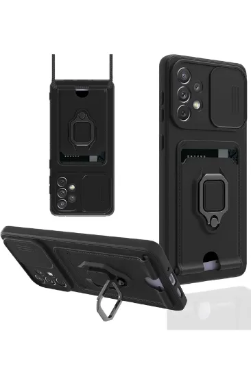 Newface Samsung Galaxy A53 5G Kılıf Zuma Kartvizitli Yüzüklü Silikon - Siyah resmi