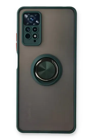 Newface Xiaomi Redmi Note 11 Pro Kılıf Montreal Yüzüklü Silikon Kapak - Yeşil resmi