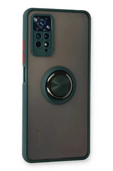 Newface Xiaomi Redmi Note 11 Pro Kılıf Montreal Yüzüklü Silikon Kapak - Yeşil resmi