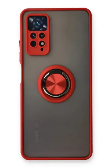 Newface Xiaomi Redmi Note 11 Pro Kılıf Montreal Yüzüklü Silikon Kapak - Kırmızı resmi