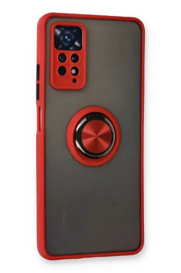 Newface Xiaomi Redmi Note 11 Pro Kılıf Montreal Yüzüklü Silikon Kapak - Kırmızı resmi
