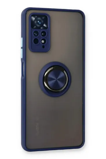 Newface Xiaomi Redmi Note 11 Pro Kılıf Montreal Yüzüklü Silikon Kapak - Lacivert resmi