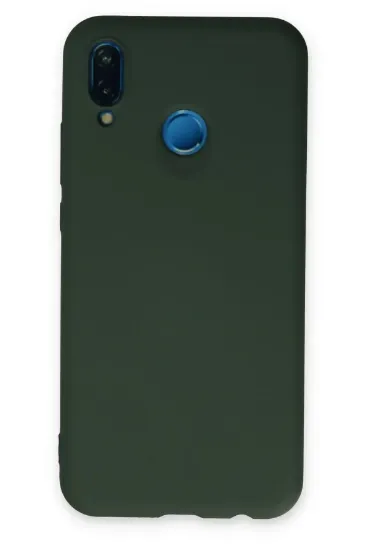 Newface Huawei P20 Lite Kılıf Nano içi Kadife Silikon - Koyu Yeşil resmi