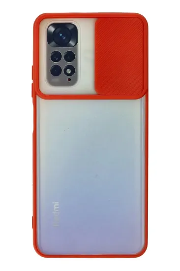Newface Xiaomi Redmi Note 11 Kılıf Palm Buzlu Kamera Sürgülü Silikon - Kırmızı resmi