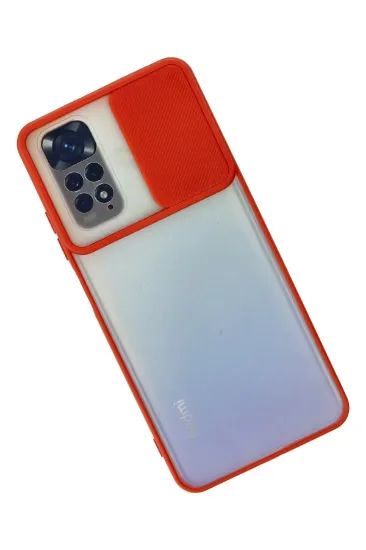Newface Xiaomi Redmi Note 11 Kılıf Palm Buzlu Kamera Sürgülü Silikon - Kırmızı resmi