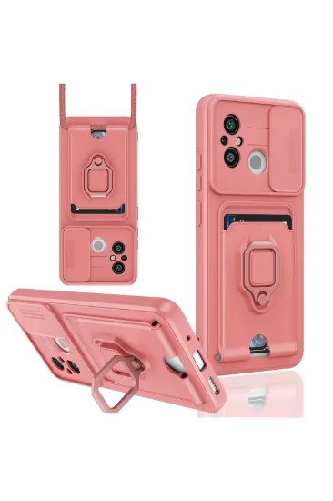 Newface Xiaomi Redmi 12C Kılıf Zuma Kartvizitli Yüzüklü Silikon - Pembe resmi