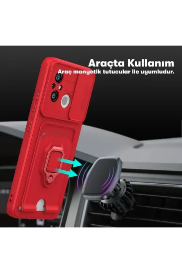 Newface Xiaomi Redmi 12C Kılıf Zuma Kartvizitli Yüzüklü Silikon - Pembe resmi