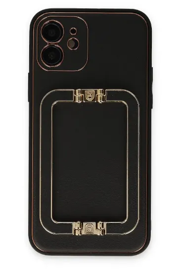 Newface iPhone 12 Kılıf Coco Elit Kapak - Siyah resmi