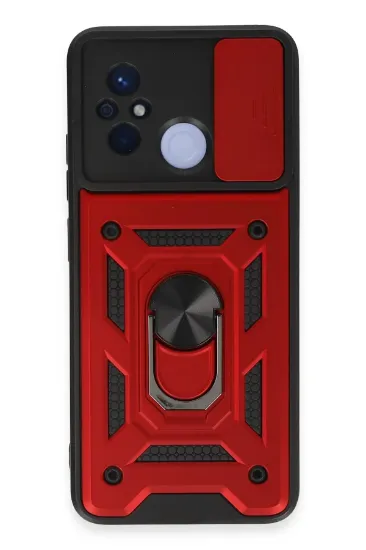 Newface Xiaomi Redmi 12C Kılıf Pars Lens Yüzüklü Silikon - Kırmızı resmi