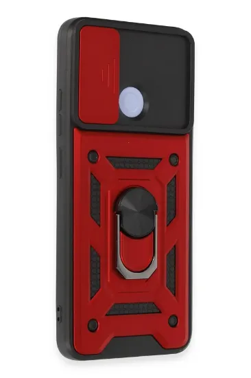 Newface Xiaomi Redmi 12C Kılıf Pars Lens Yüzüklü Silikon - Kırmızı resmi