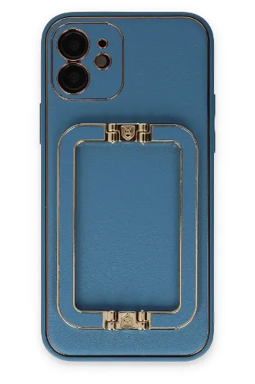 Newface iPhone 12 Kılıf Coco Elit Kapak - Mavi resmi