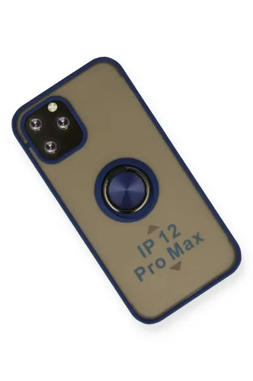 Newface iPhone 12 Pro Kılıf Montreal Yüzüklü Silikon Kapak - Lacivert resmi