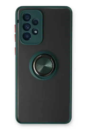 Newface Samsung Galaxy A73 5G Kılıf Montreal Yüzüklü Silikon Kapak - Yeşil resmi