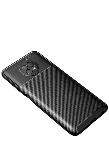 Newface Xiaomi Redmi Note 9 5G Kılıf Auto Focus Karbon Kapak - Siyah resmi