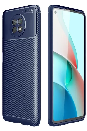 Newface Xiaomi Redmi Note 9 5G Kılıf Auto Focus Karbon Kapak - Lacivert resmi