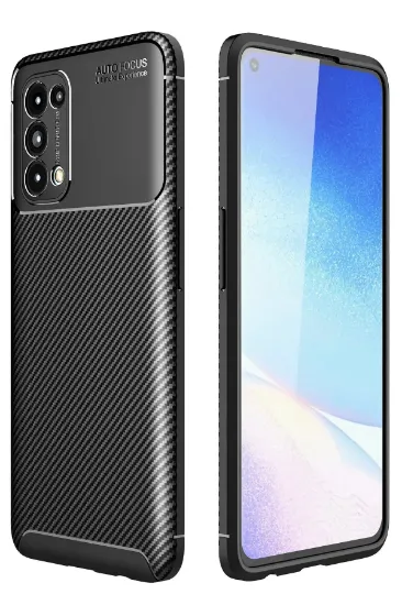 Newface Oppo Reno 5 Kılıf Auto Focus Karbon Kapak - Siyah resmi