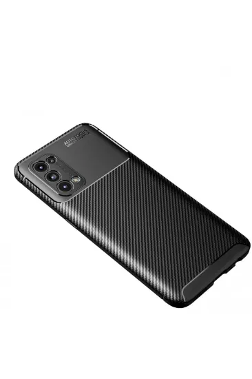 Newface Oppo Reno 5 Kılıf Auto Focus Karbon Kapak - Siyah resmi