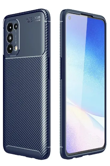 Newface Oppo Reno 5 Kılıf Auto Focus Karbon Kapak - Lacivert resmi