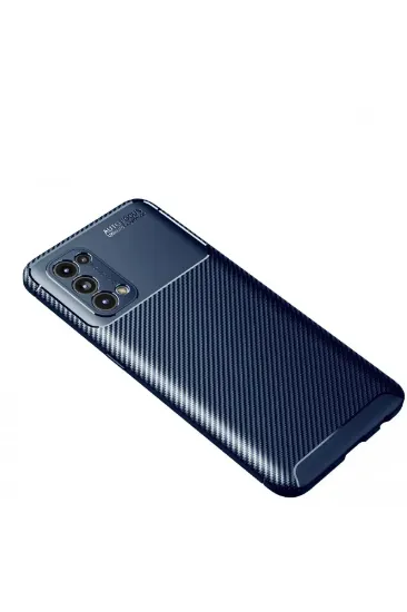 Newface Oppo Reno 5 Kılıf Auto Focus Karbon Kapak - Lacivert resmi