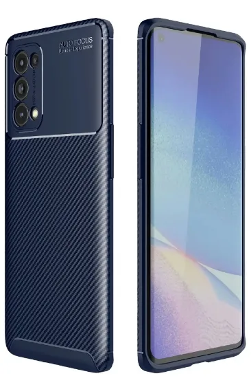 Newface Oppo Reno 5 Pro Kılıf Auto Focus Karbon Kapak - Lacivert resmi