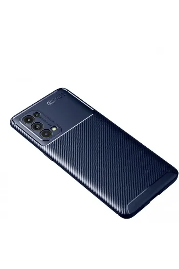 Newface Oppo Reno 5 Pro Kılıf Auto Focus Karbon Kapak - Lacivert resmi