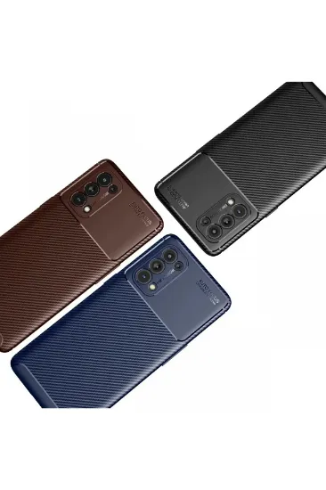 Newface Oppo Reno 5 Pro Kılıf Auto Focus Karbon Kapak - Lacivert resmi