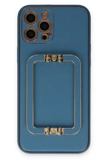 Newface iPhone 12 Pro Max Kılıf Coco Elit Kapak - Mavi resmi
