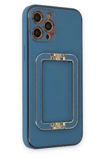 Newface iPhone 12 Pro Max Kılıf Coco Elit Kapak - Mavi resmi