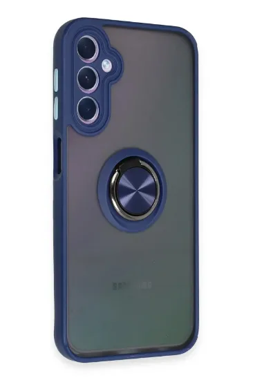 Newface Samsung Galaxy A24 4G Kılıf Montreal Yüzüklü Silikon Kapak - Lacivert resmi