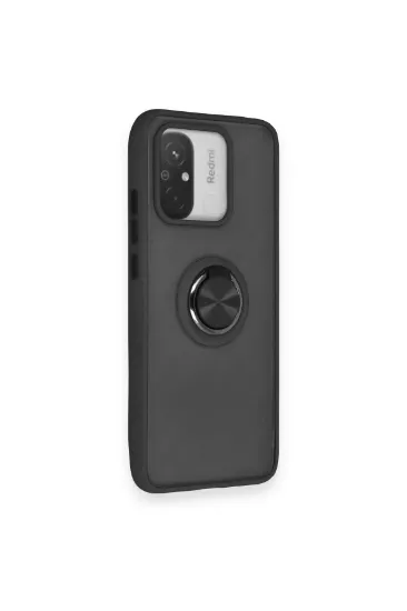 Newface Xiaomi Redmi 12C Kılıf Montreal Yüzüklü Silikon Kapak - Siyah resmi