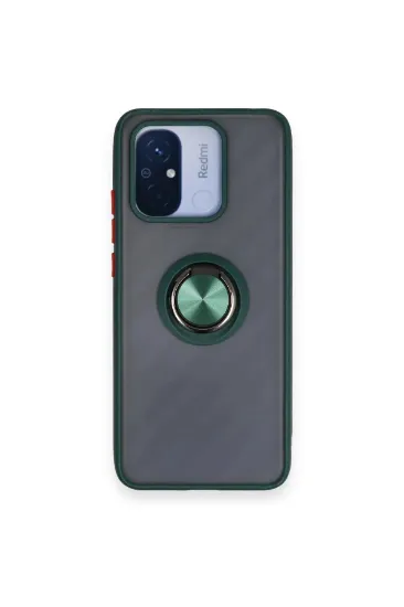 Newface Xiaomi Redmi 12C Kılıf Montreal Yüzüklü Silikon Kapak - Yeşil resmi