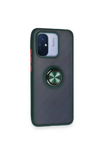 Newface Xiaomi Redmi 12C Kılıf Montreal Yüzüklü Silikon Kapak - Yeşil resmi