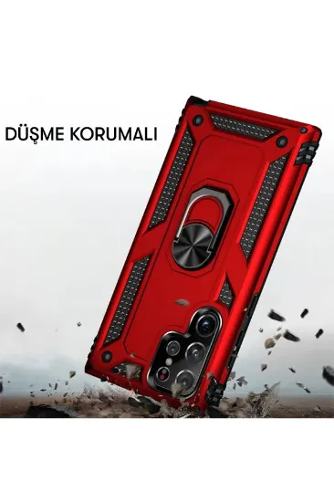 Newface Samsung Galaxy S21 Ultra Kılıf Sofya Yüzüklü Silikon Kapak - Lacivert resmi